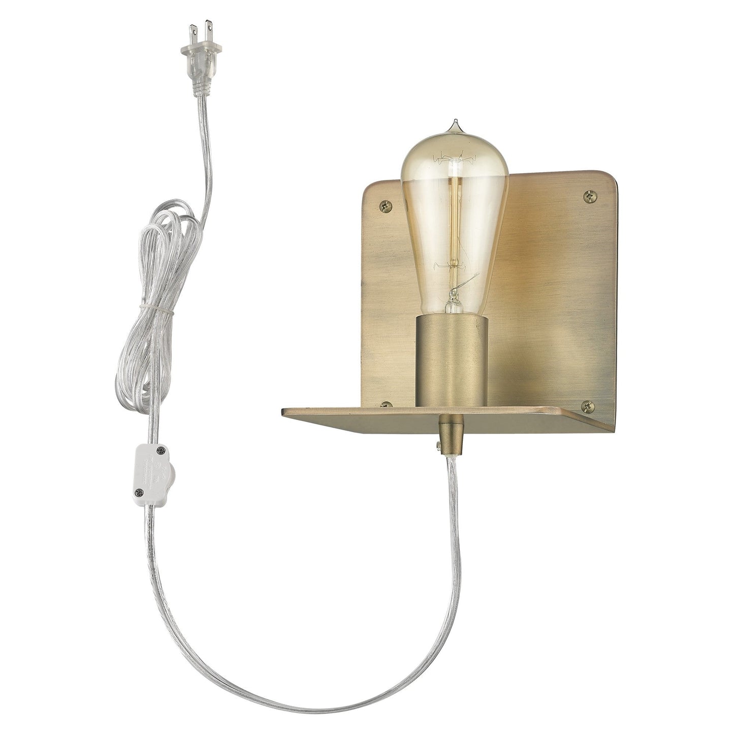 HomeRoots Petite Shelf Wall Light in Dull Gold Finish