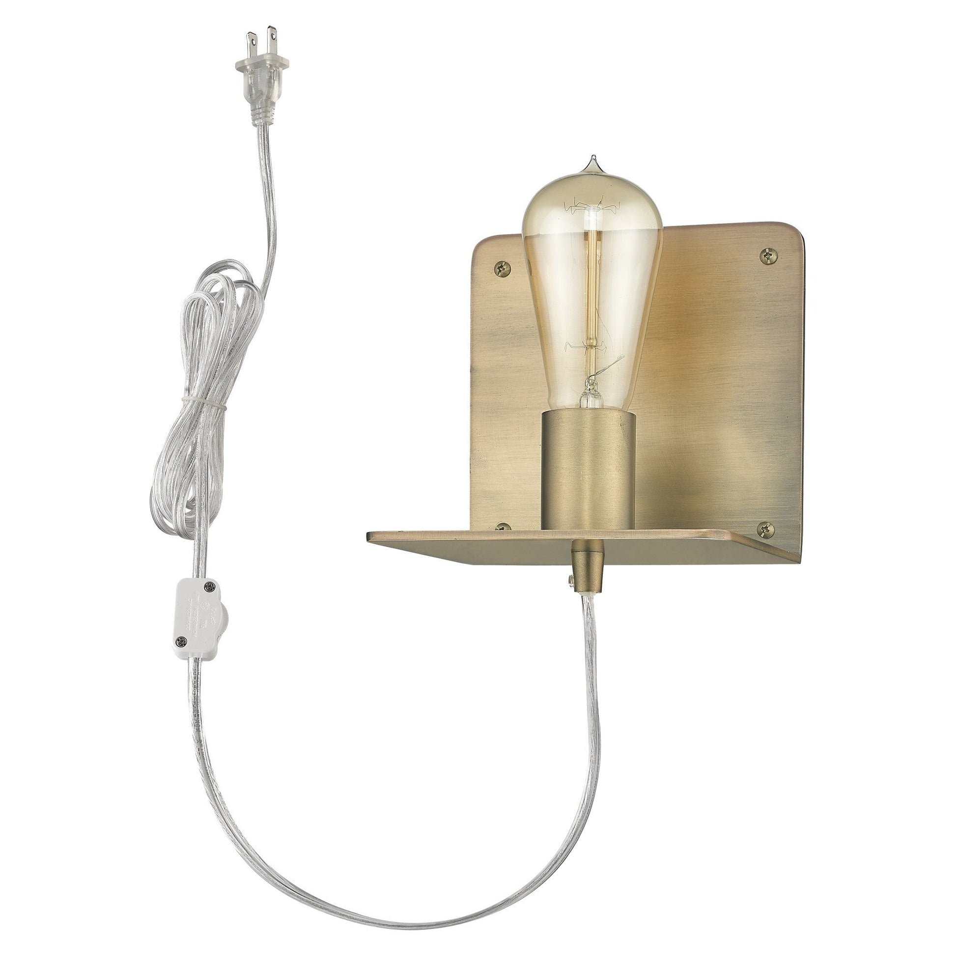HomeRoots Petite Shelf Wall Light in Dull Gold Finish