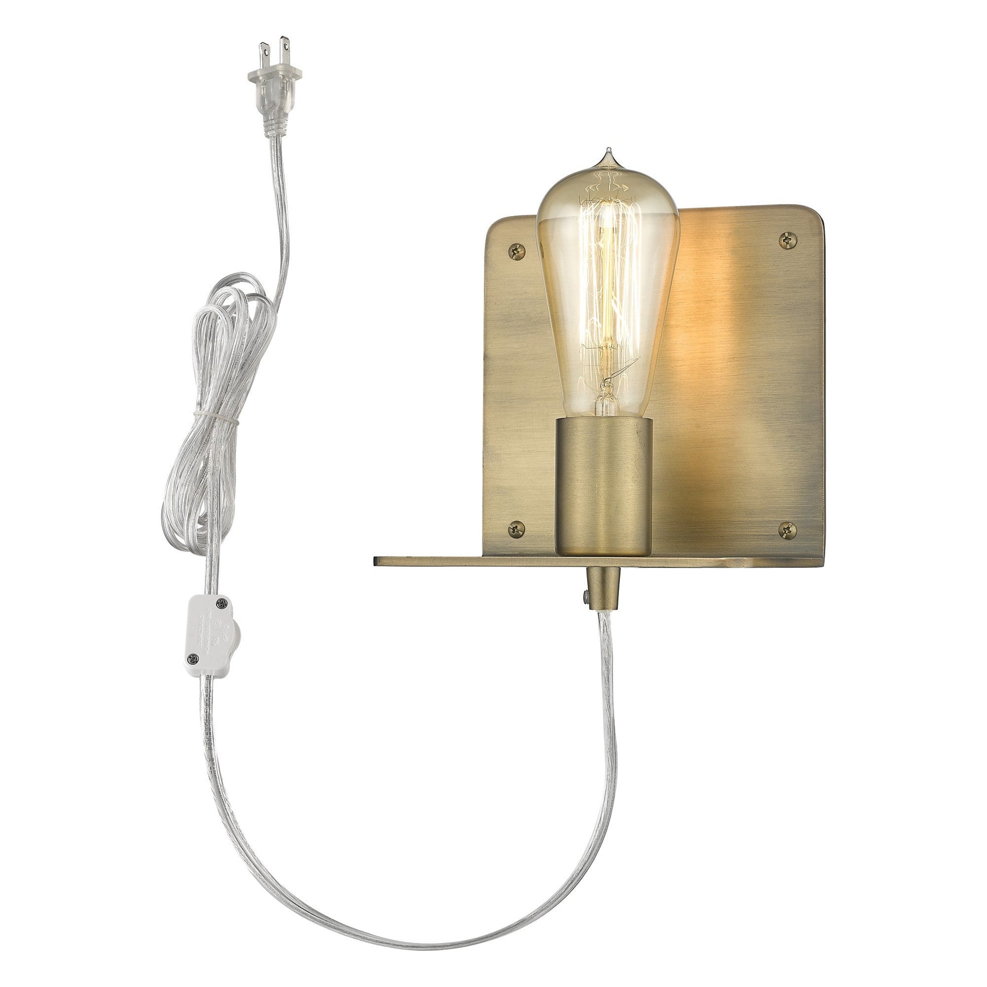 HomeRoots Petite Shelf Wall Light in Dull Gold Finish