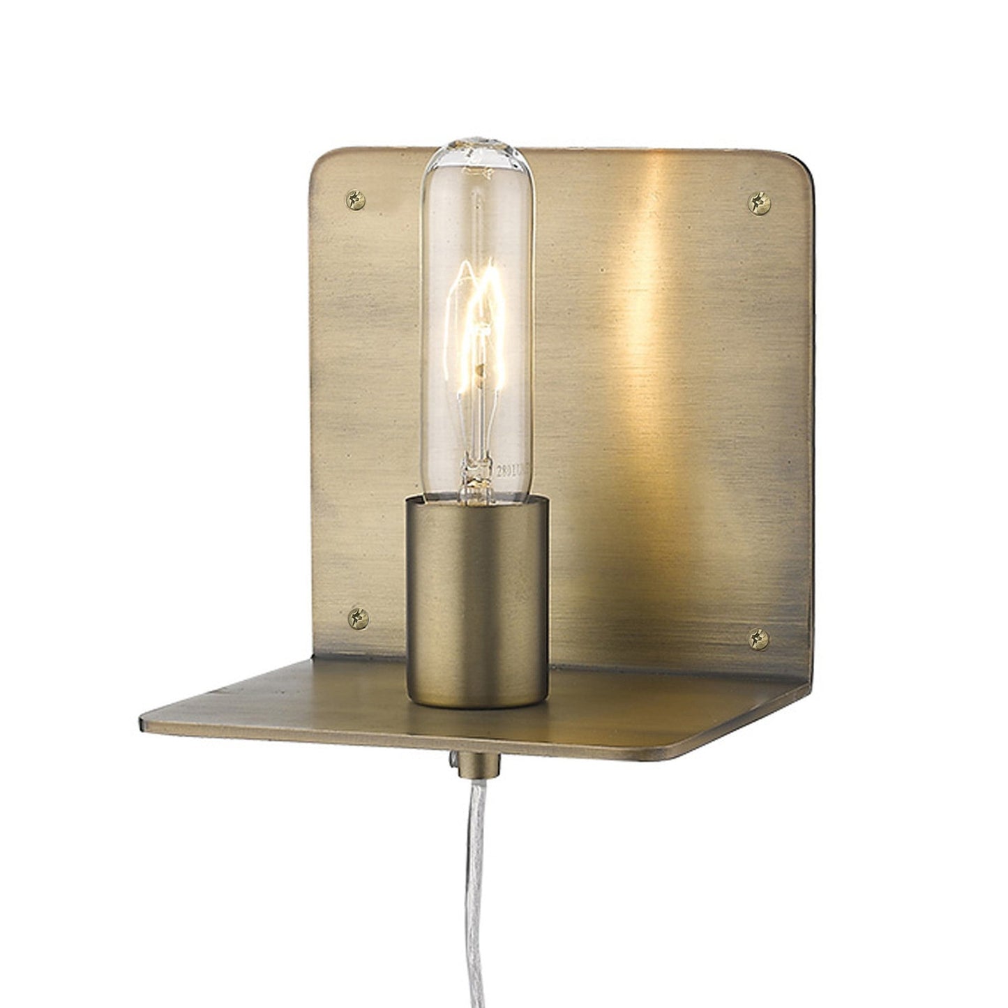 HomeRoots Petite Shelf Wall Light in Dull Gold Finish