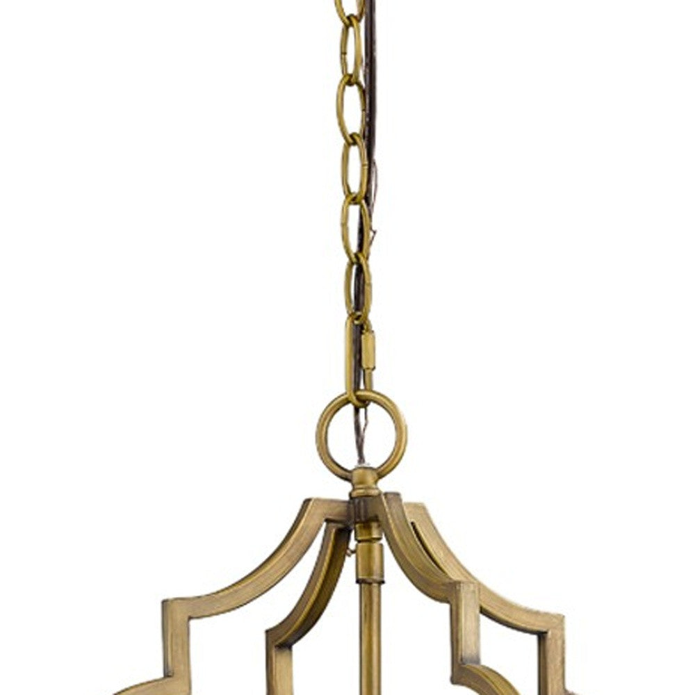 HomeRoots Peyton 4-Light Chandelier With Crystal Accents and Raw Brass Finish