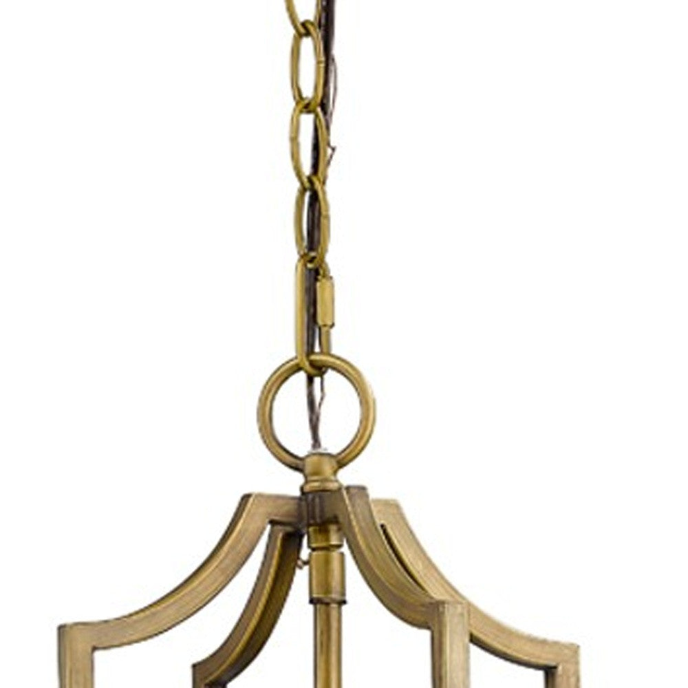 HomeRoots Peyton 4-Light Chandelier With Crystal Accents and Raw Brass Finish