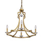 HomeRoots Peyton 4-Light Chandelier in Raw Brass Finish With Crystal Accents