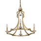HomeRoots Peyton 4-Light Chandelier in Raw Brass Finish With Crystal Accents