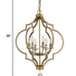 HomeRoots Peyton 6-Light Chandelier With Crystal Accents and Raw Brass Finish