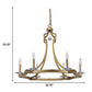 HomeRoots Peyton 6-Light Chandelier With Crystal Accents and Raw Brass Finish