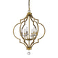HomeRoots Peyton 6-Light Chandelier With Crystal Accents and Raw Brass Finish