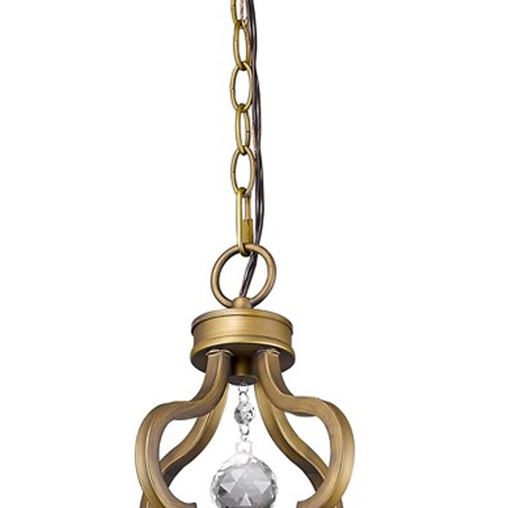 HomeRoots Peyton 6-Light Chandelier With Crystal Accents and Raw Brass Finish