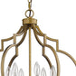 HomeRoots Peyton 6-Light Chandelier With Crystal Accents and Raw Brass Finish
