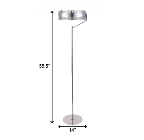 HomeRoots Pierced Bling Halo LED Floor Lamp in Silver Finish