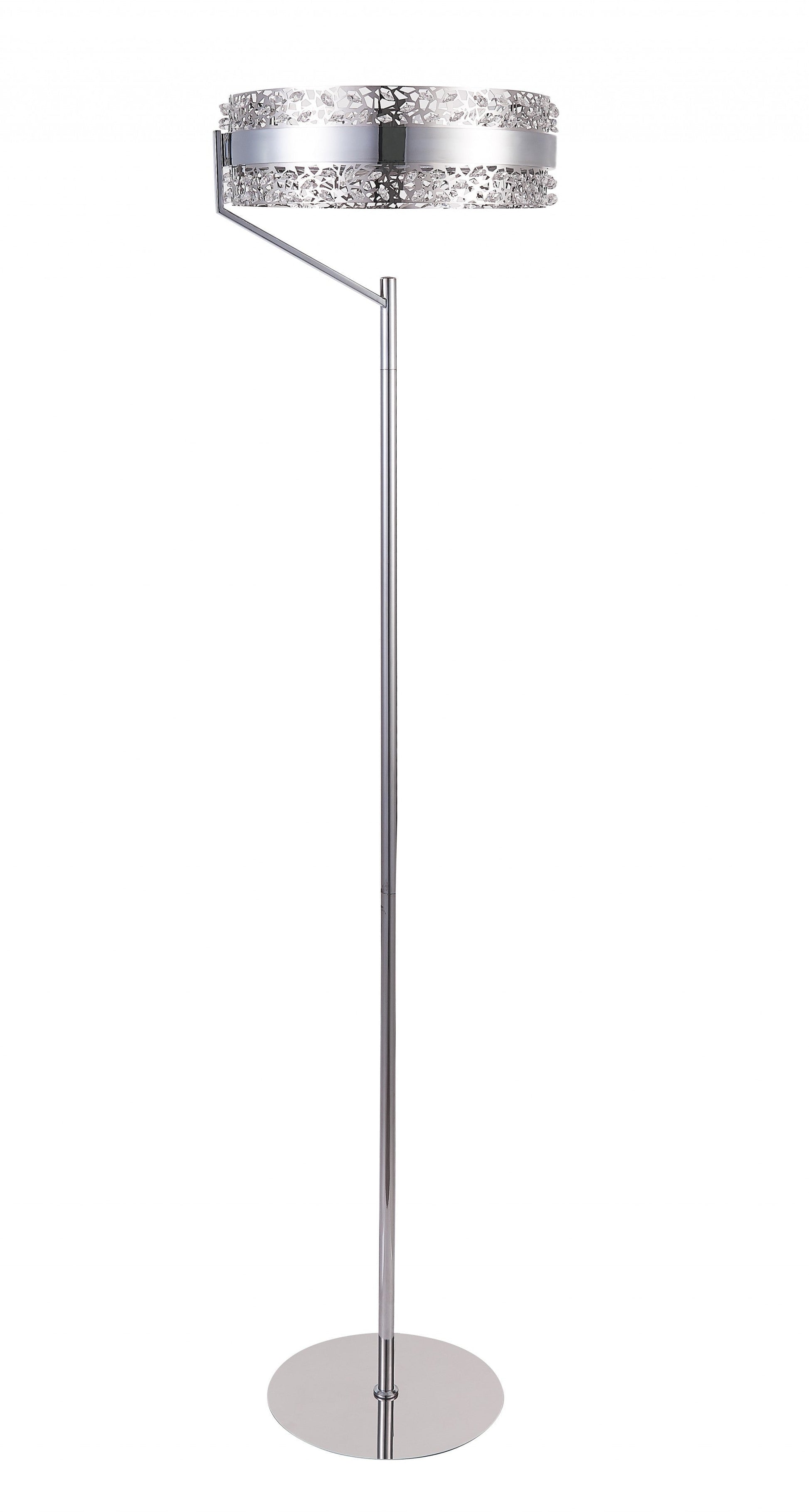 HomeRoots Pierced Bling Halo LED Floor Lamp in Silver Finish