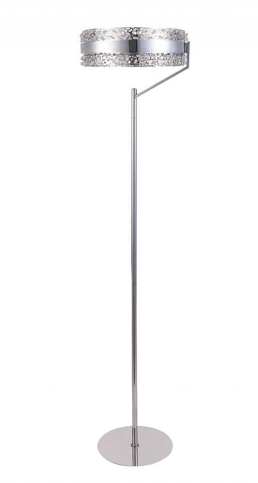 HomeRoots Pierced Bling Halo LED Floor Lamp in Silver Finish