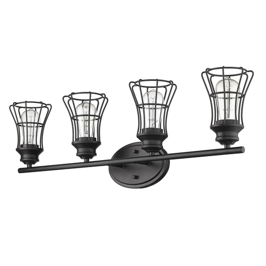 HomeRoots Piers 4-Light Vanity in Matte Black Finish