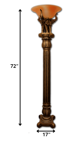 HomeRoots Pillar Table Lamp With Elephant Details in Brown Finish