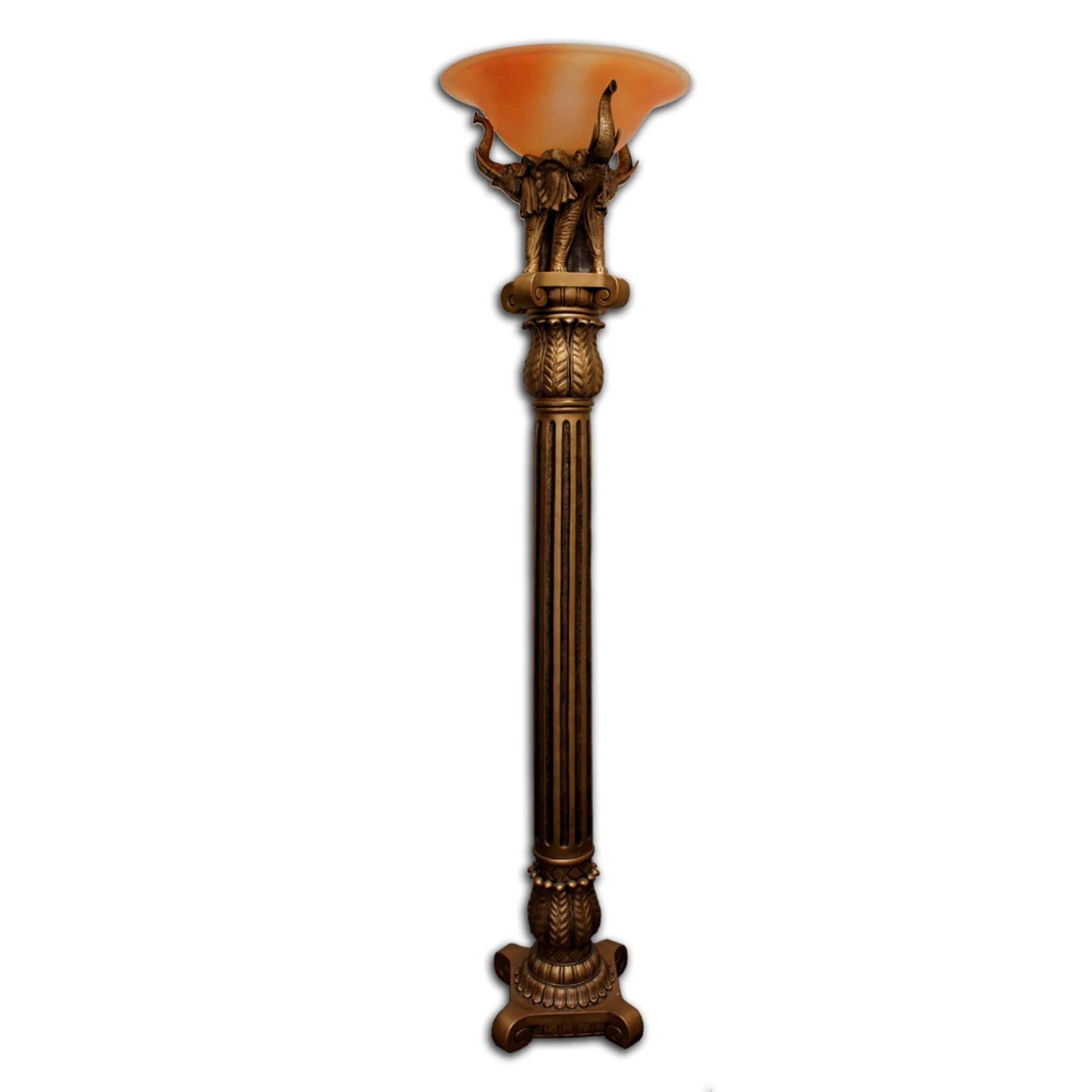 HomeRoots Pillar Table Lamp With Elephant Details in Brown Finish
