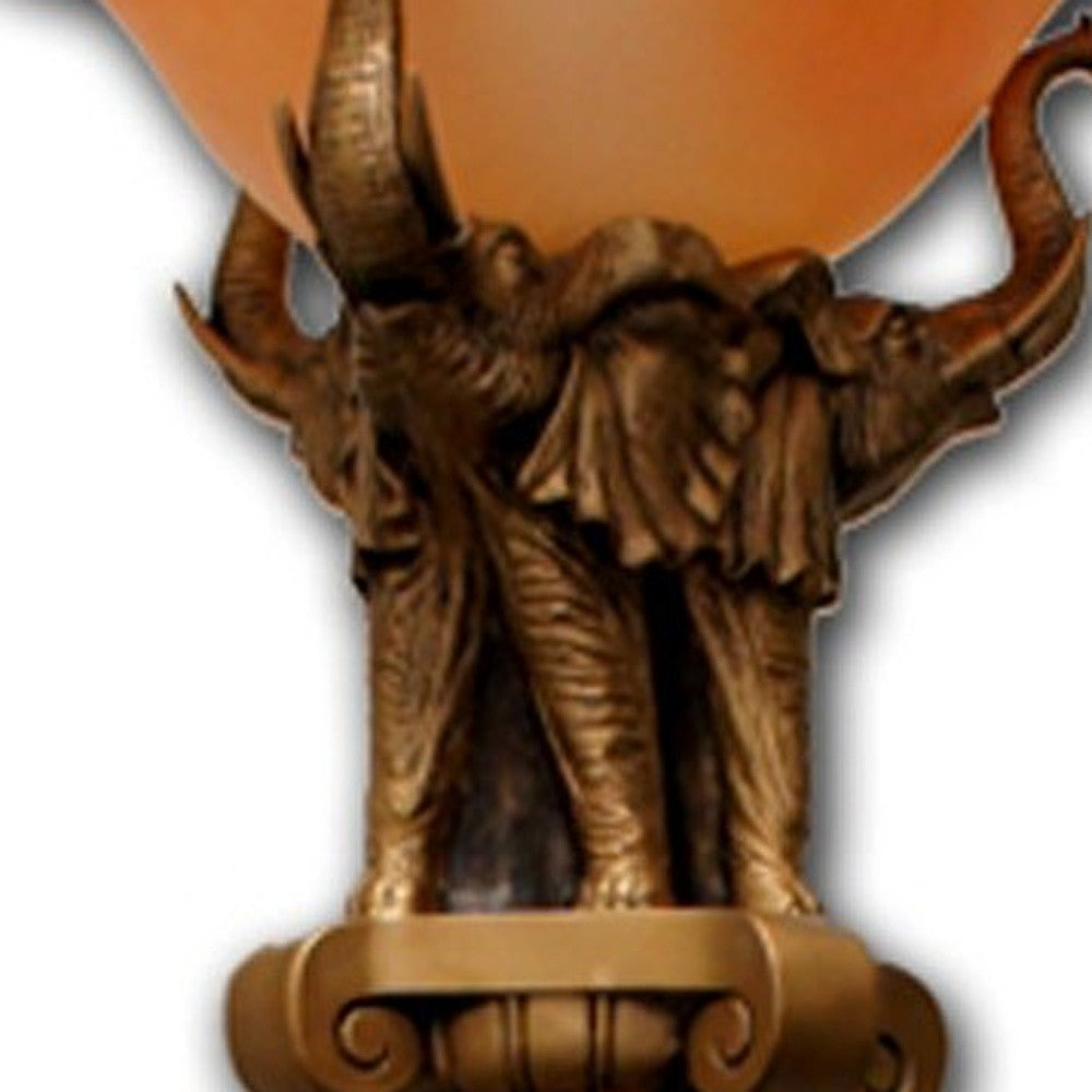 HomeRoots Pillar Table Lamp With Elephant Details in Brown Finish