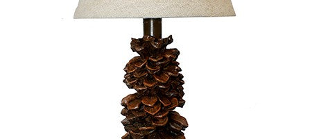 HomeRoots Pinecone Accent Lamp With Tan Empire Shade