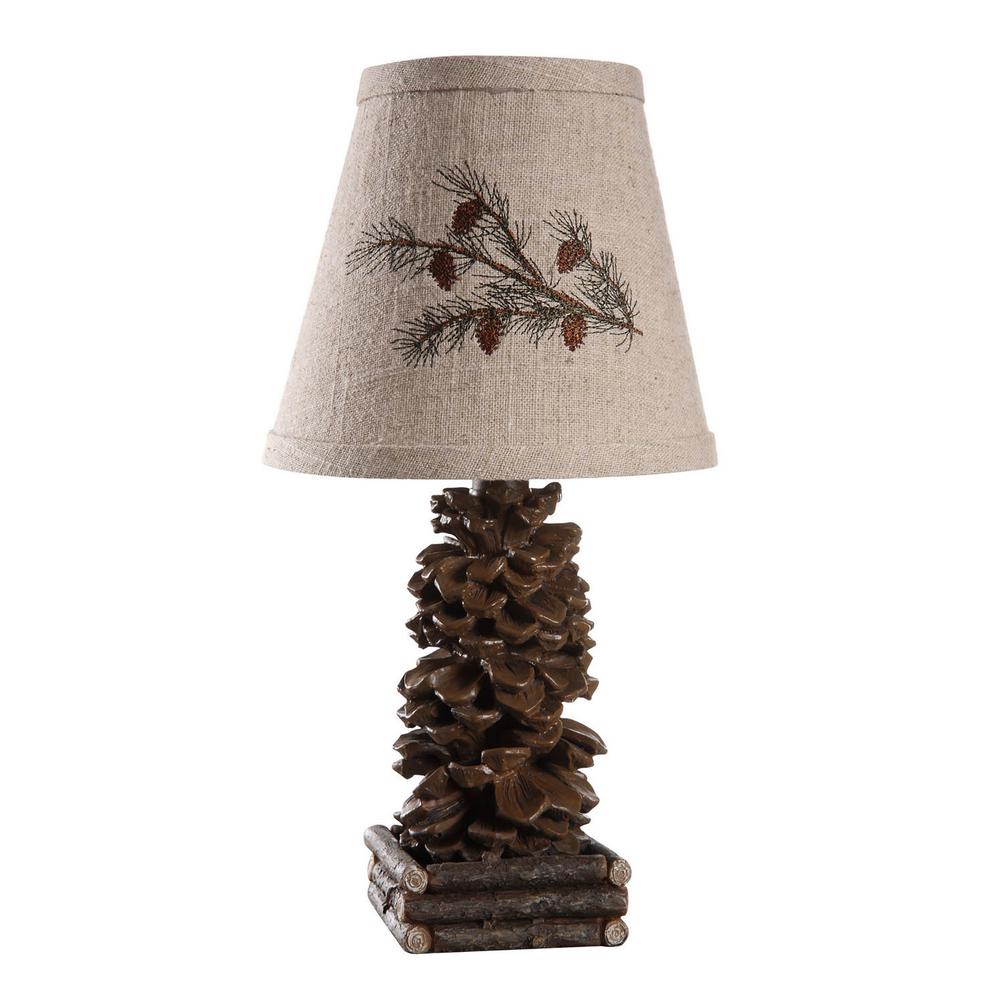 HomeRoots Pinecone Accent Lamp With Tan Empire Shade