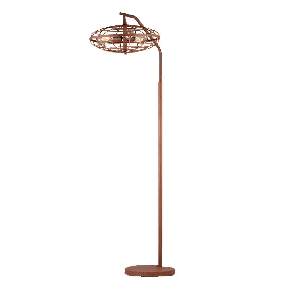 HomeRoots Pioko Caged Floor Lamp With Bulbs In Speckled Copper Finish