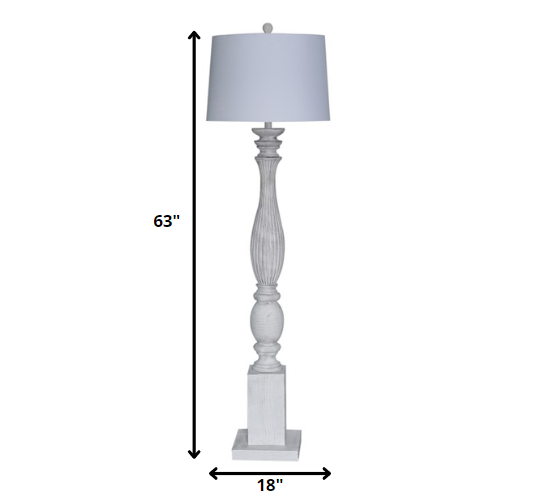 HomeRoots Plantation Floor Lamp With White Wash Finish