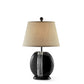HomeRoots Polyresin Lamp With Beige Fabric Shade in Black Finish