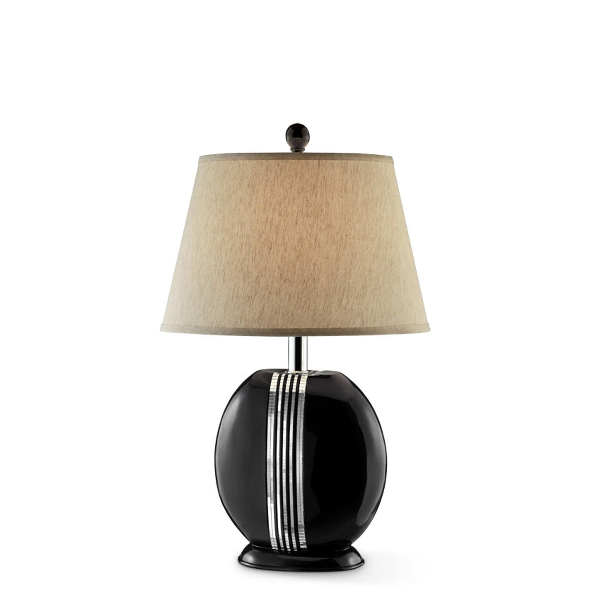 HomeRoots Polyresin Lamp With Beige Fabric Shade in Black Finish