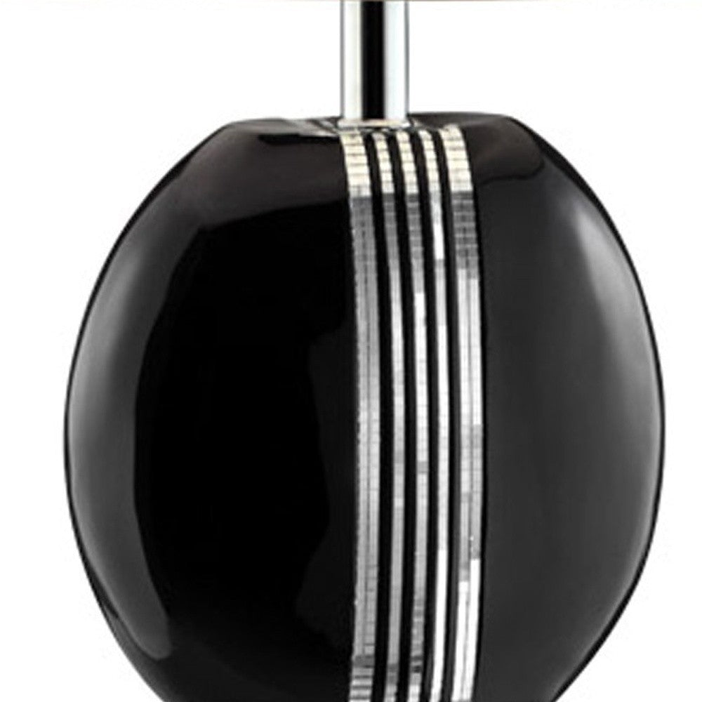 HomeRoots Polyresin Lamp With Beige Fabric Shade in Black Finish