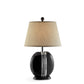 HomeRoots Polyresin Lamp With Beige Fabric Shade in Black Finish
