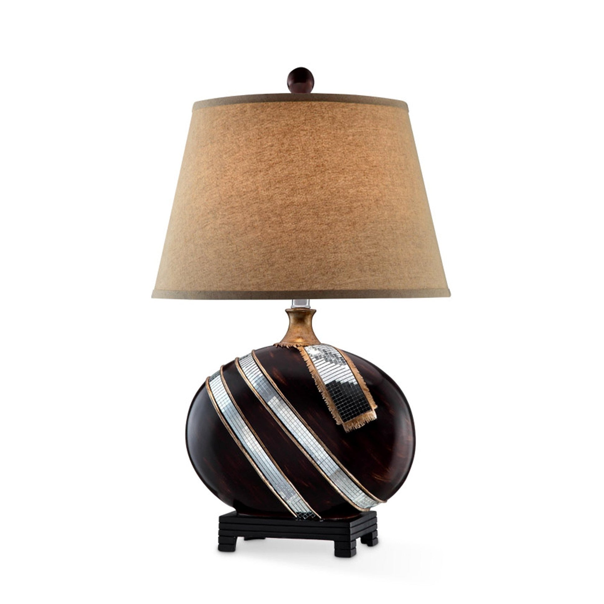 HomeRoots Polyresin Lamp With Beige Fabric Shade in Dark Brown Finish
