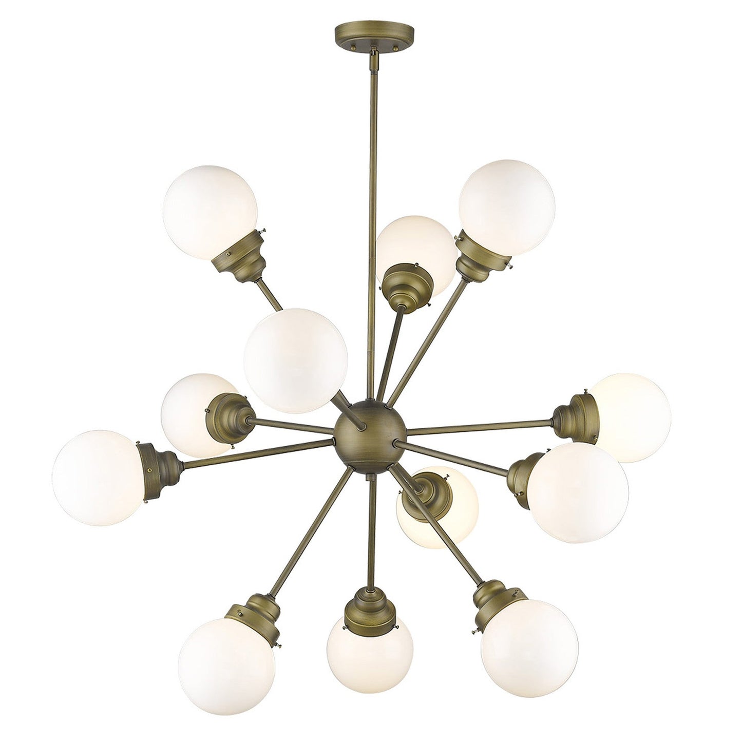 HomeRoots Portsmith 12-Light Chandelier With Raw Brass Finish