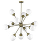 HomeRoots Portsmith 12-Light Chandelier With Raw Brass Finish