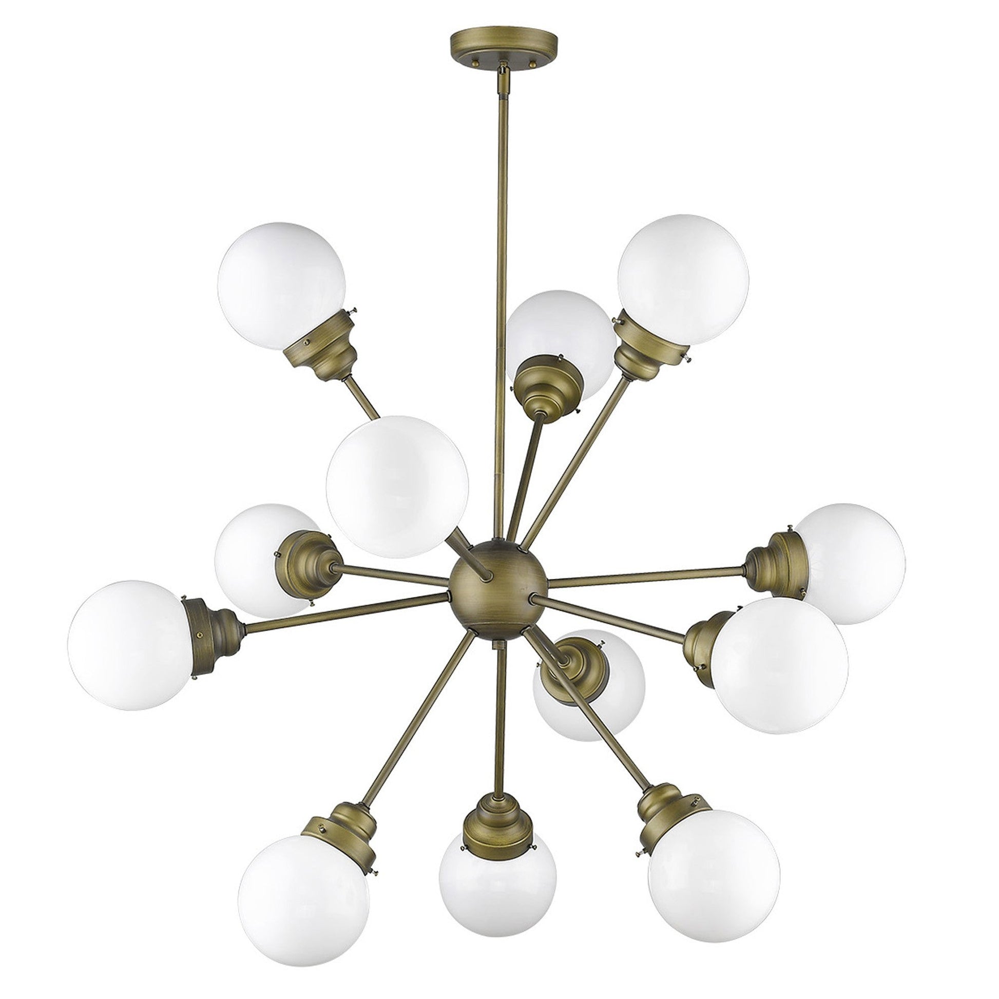 HomeRoots Portsmith 12-Light Chandelier With Raw Brass Finish