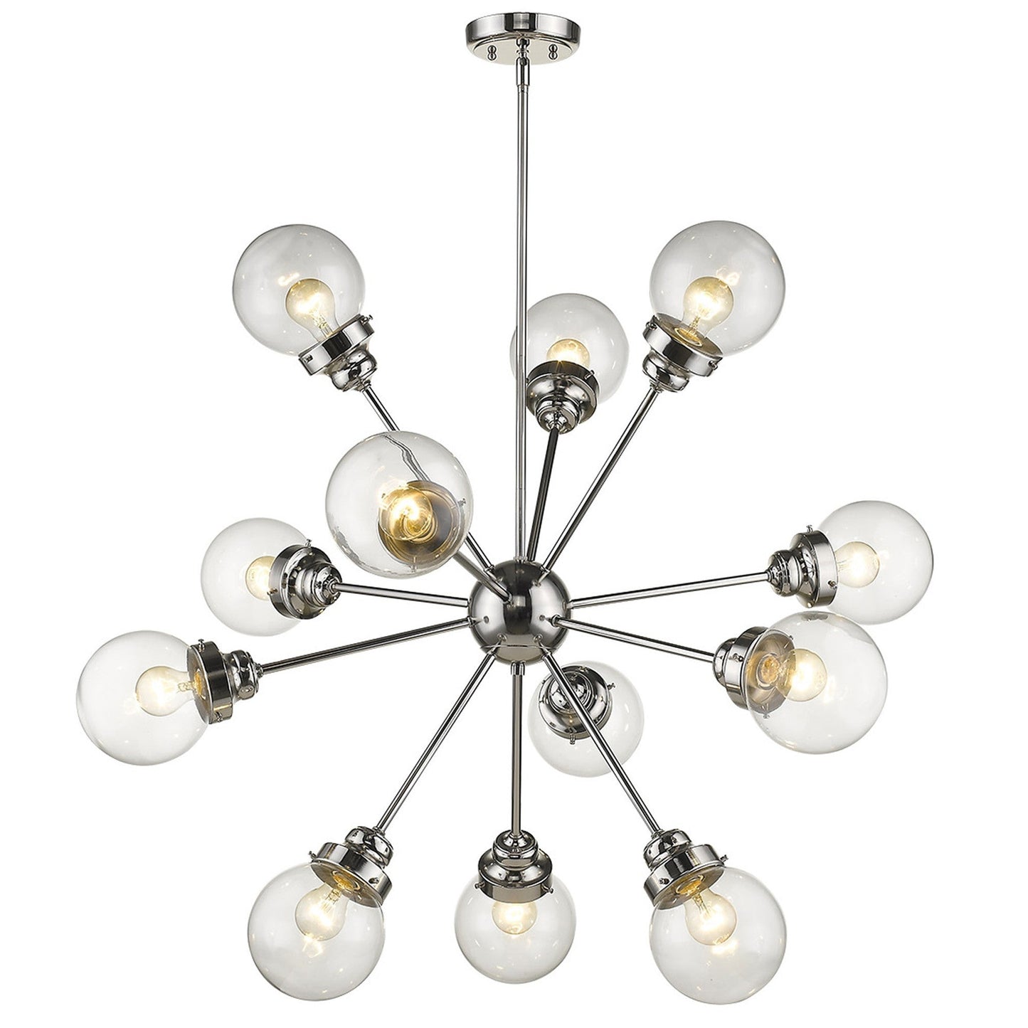 HomeRoots Portsmith 12-Light Chandelier in Polished Nickel Finish