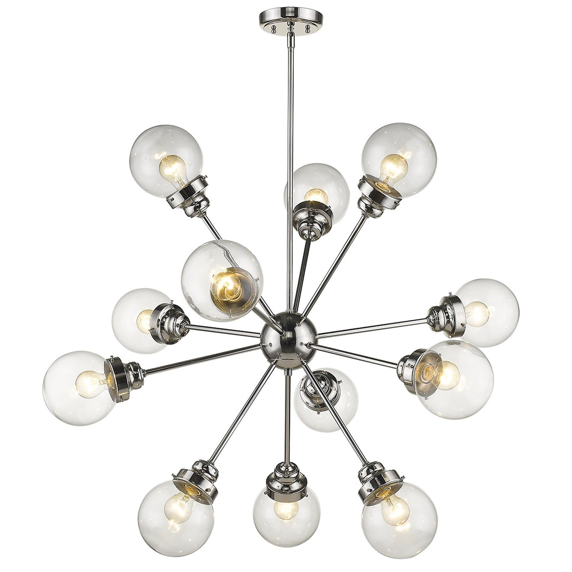 HomeRoots Portsmith 12-Light Chandelier in Polished Nickel Finish