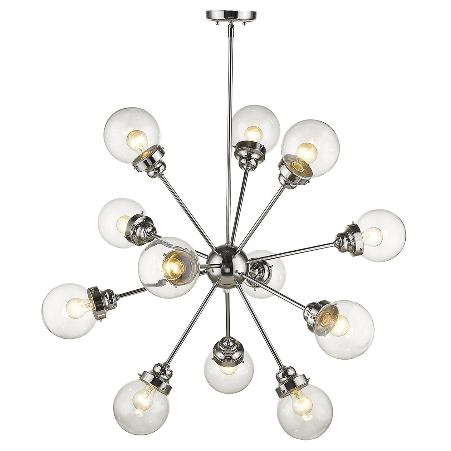 HomeRoots Portsmith 12-Light Chandelier in Polished Nickel Finish