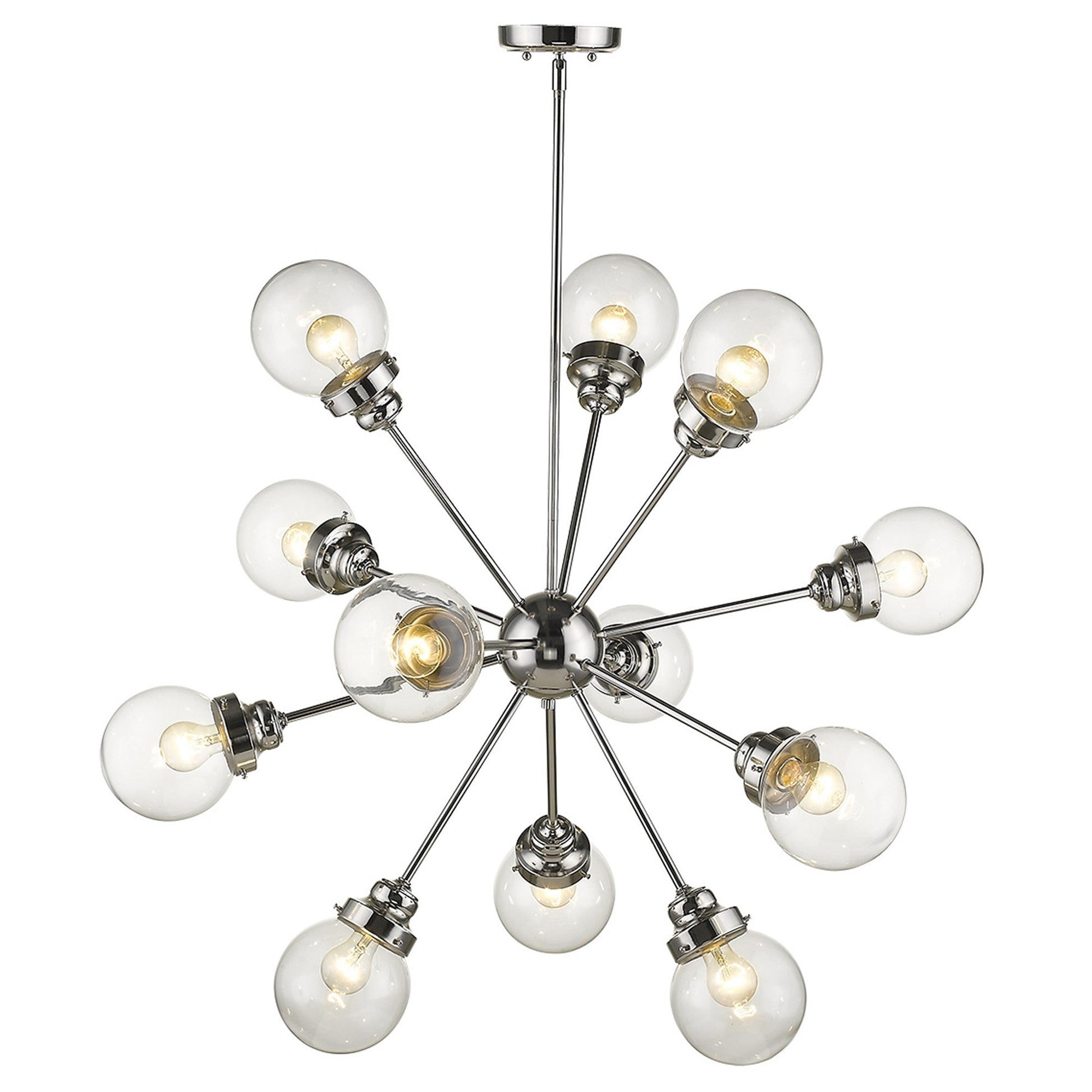 HomeRoots Portsmith 12-Light Chandelier in Polished Nickel Finish