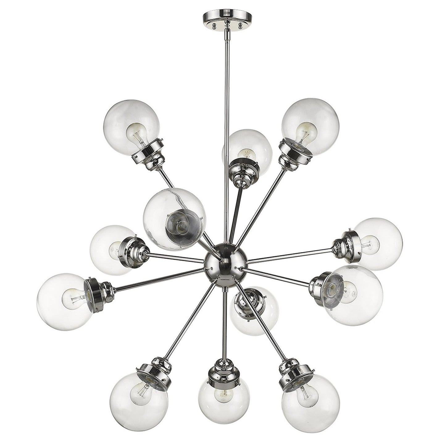 HomeRoots Portsmith 12-Light Chandelier in Polished Nickel Finish