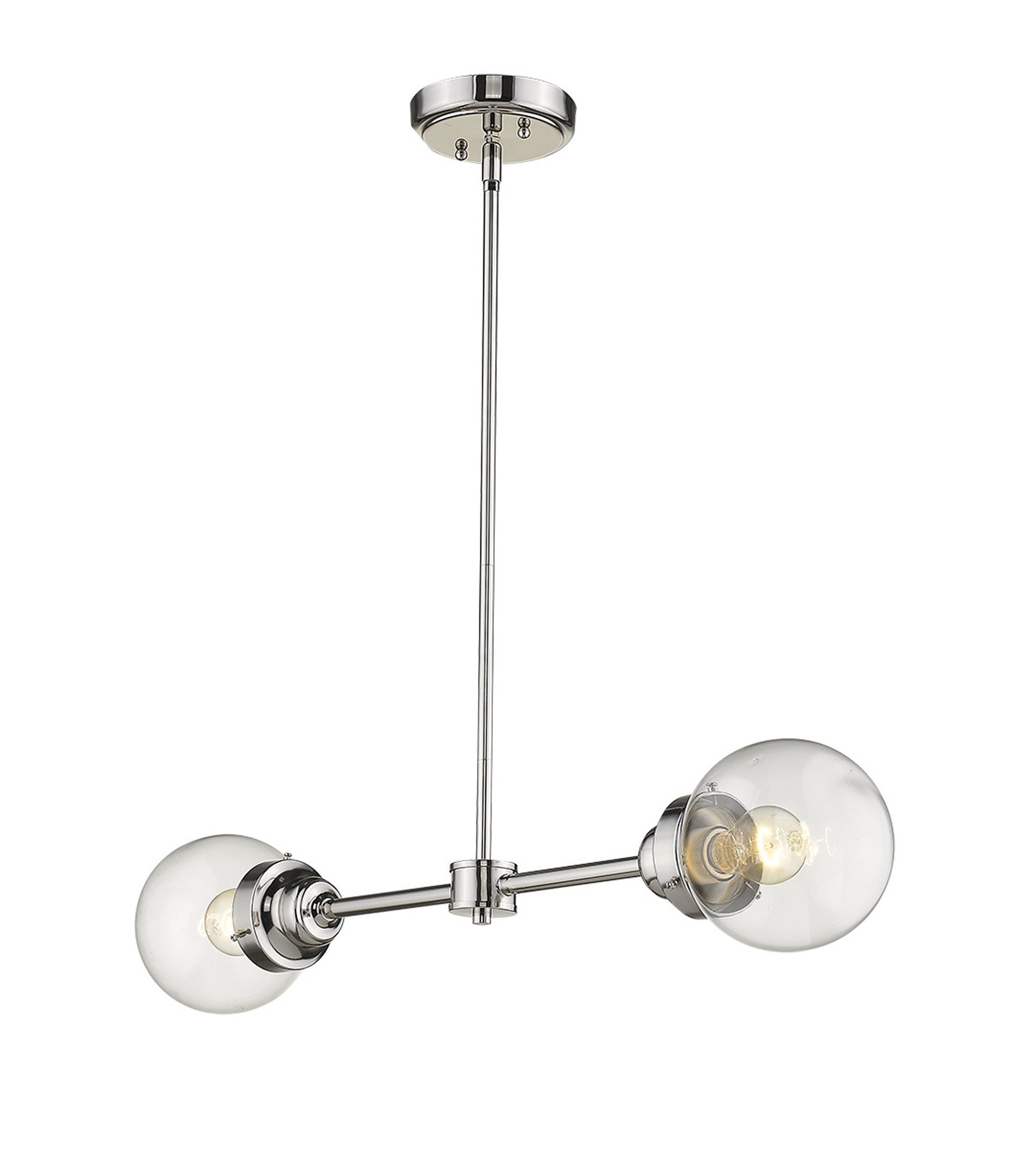 HomeRoots Portsmith 2-Light Island Pendant in Polished Nickel Finish