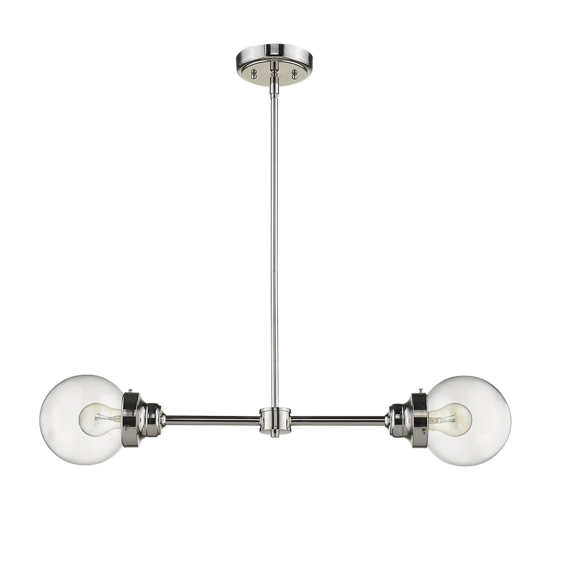 HomeRoots Portsmith 2-Light Island Pendant in Polished Nickel Finish