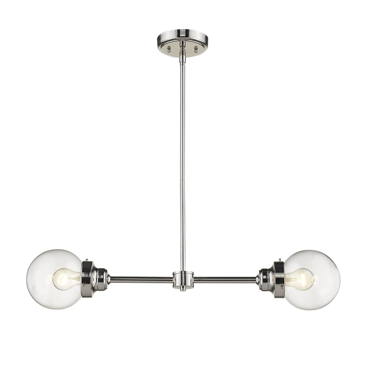 HomeRoots Portsmith 2-Light Island Pendant in Polished Nickel Finish