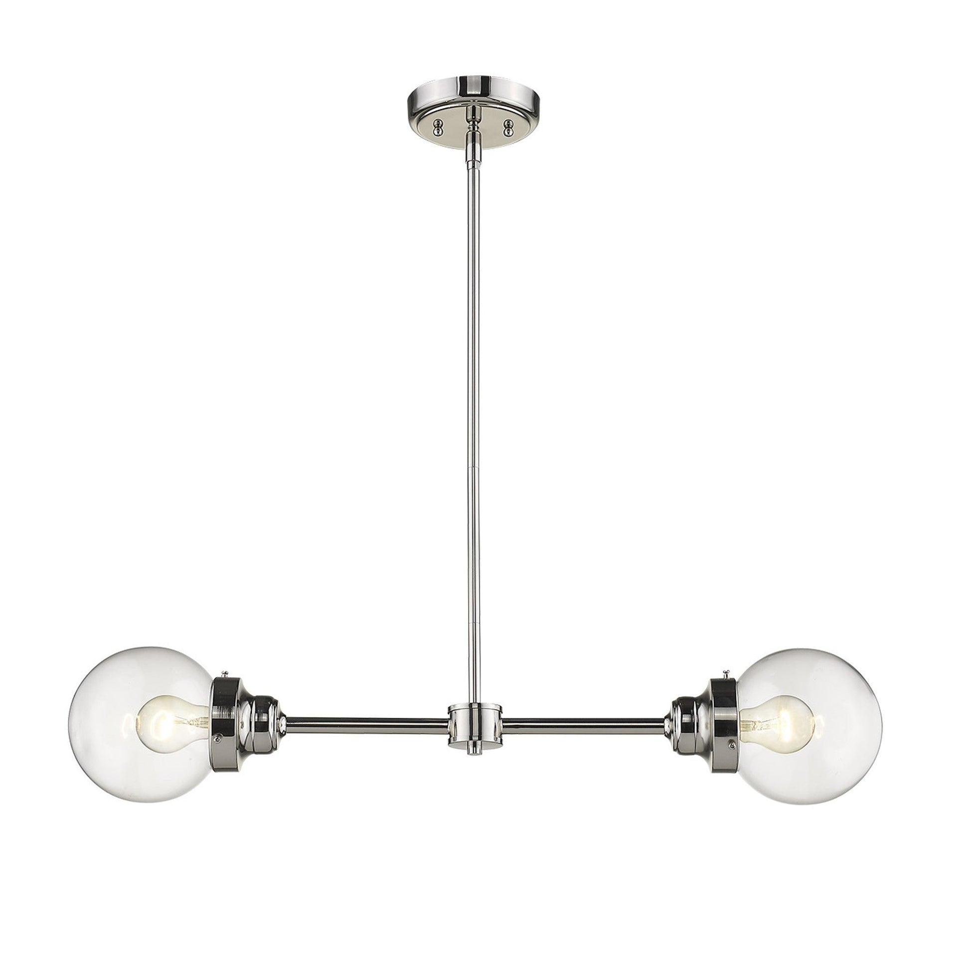 HomeRoots Portsmith 2-Light Island Pendant in Polished Nickel Finish