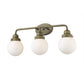HomeRoots Portsmith 3-Light Vanity in Raw Brass Finish