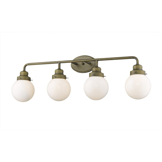 HomeRoots Portsmith 4-Light Vanity Lighting With Raw Brass Finish