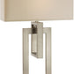 HomeRoots Precision 1-Light Table Lamp With Ivory Shantung Shade and Brushed Nickel Finish