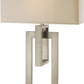 HomeRoots Precision 1-Light Table Lamp With Ivory Shantung Shade and Brushed Nickel Finish