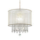 HomeRoots Primo Gold Finish Ceiling Lamp With Crystal Accents and White Shade