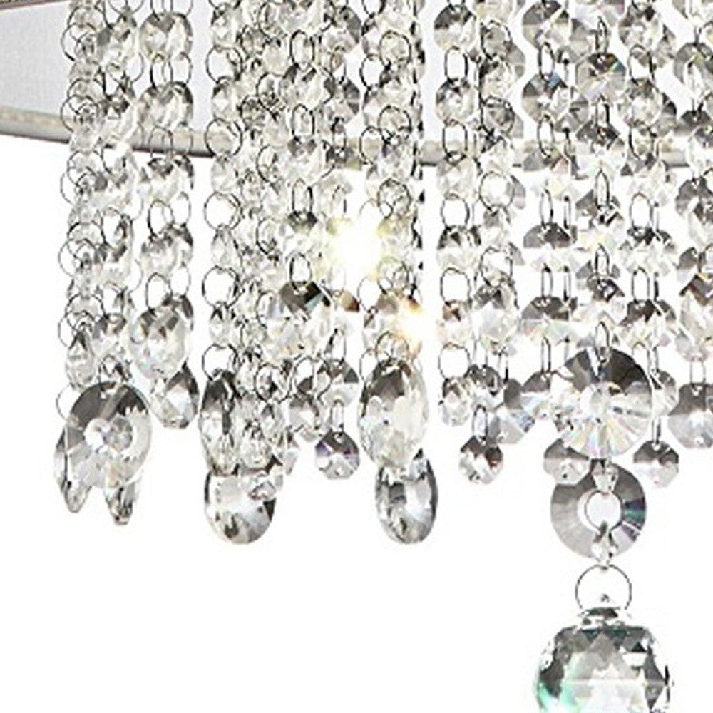 HomeRoots Primo Gold Finish Ceiling Lamp With Crystal Accents and White Shade