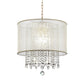 HomeRoots Primo Gold Finish Ceiling Lamp With Crystal Accents and White Shade