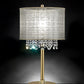 HomeRoots Primo Table Lamp With Crystal Accents And White Shade in Gold Finish