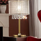 HomeRoots Primo Table Lamp With Crystal Accents And White Shade in Gold Finish